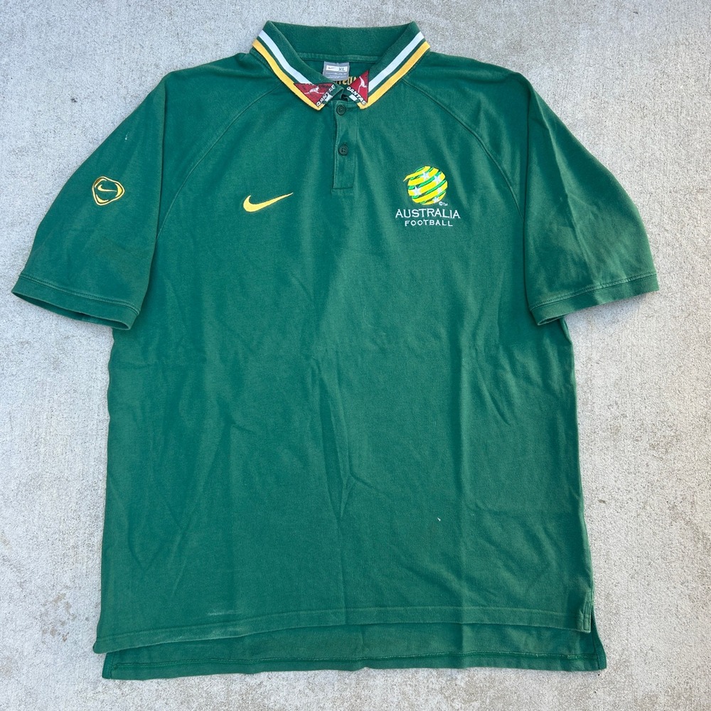 Nike Australia Football Polo Shirt XL Green Vintage 2006-08 Player Issue Rare